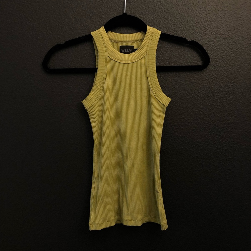 WSLY Olive Green Ribbed Tank Top